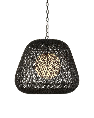 Currey and Company - 9000-1243 - One Light Pendant - Osbert - Black/Satin Black/White