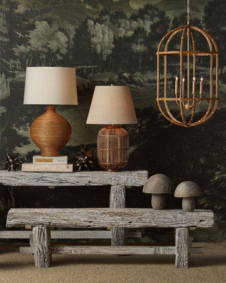 Charrette Four Light Lantern in Natural/Saddle Tan