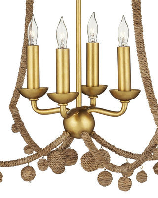 Nimes Four Light Chandelier in Natural Rope/Contemporary Gold Leaf