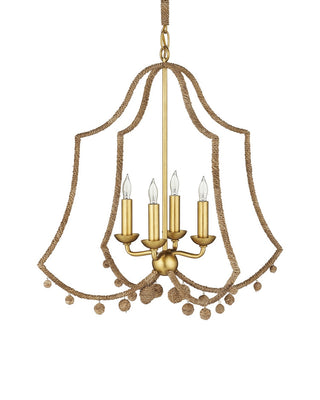 Nimes Four Light Chandelier in Natural Rope/Contemporary Gold Leaf