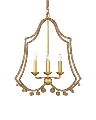 Nimes Four Light Chandelier in Natural Rope/Contemporary Gold Leaf
