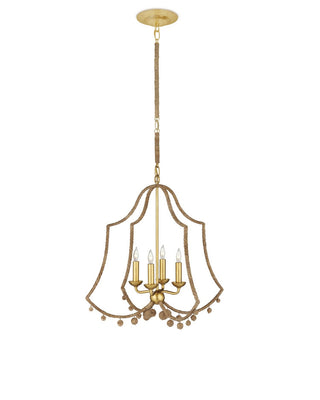 Nimes Four Light Chandelier in Natural Rope/Contemporary Gold Leaf