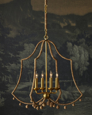 Nimes Four Light Chandelier in Natural Rope/Contemporary Gold Leaf