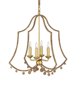 Currey and Company - 9000-1247 - Four Light Chandelier - Nimes - Natural Rope/Contemporary Gold Leaf