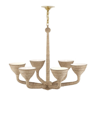 Marbella Six Light Chandelier in Natural/Contemporary Gold/Sugar White