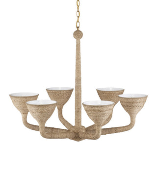 Marbella Six Light Chandelier in Natural/Contemporary Gold/Sugar White