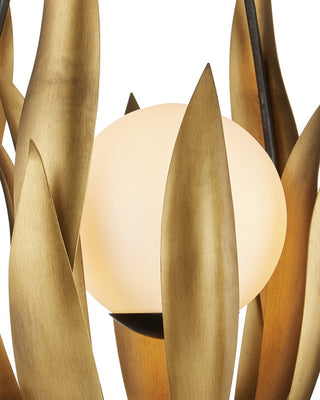 Endymion One Light Chandelier in Aged Steel/Brass/White