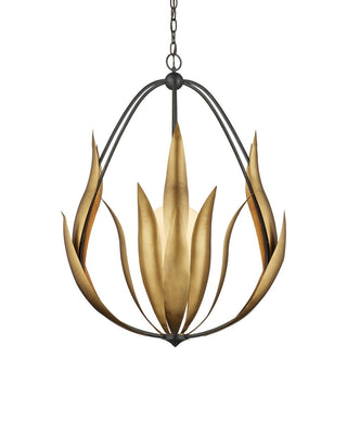 Endymion One Light Chandelier in Aged Steel/Brass/White