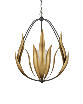Endymion One Light Chandelier in Aged Steel/Brass/White