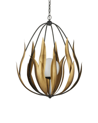 Endymion One Light Chandelier in Aged Steel/Brass/White