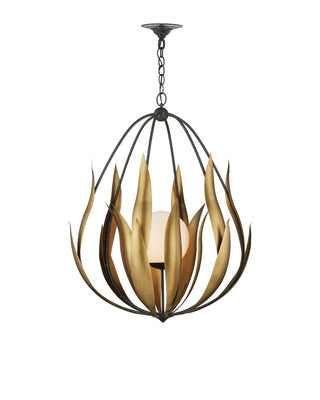 Endymion One Light Chandelier in Aged Steel/Brass/White