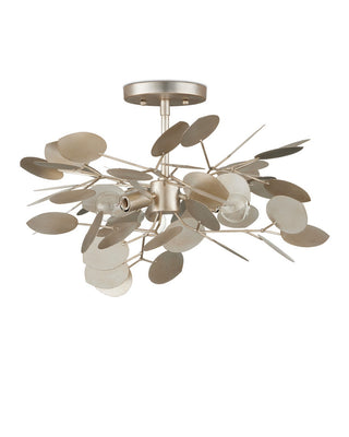 Lunaria Three Light Semi-Flush Mount in Contemporary Silver Leaf