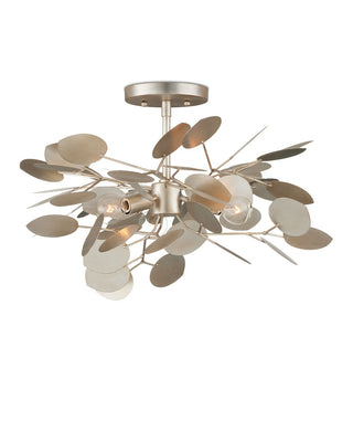 Lunaria Three Light Semi-Flush Mount in Contemporary Silver Leaf
