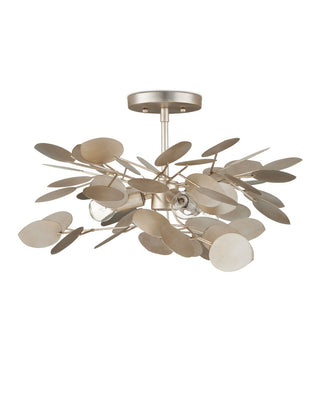 Lunaria Three Light Semi-Flush Mount in Contemporary Silver Leaf