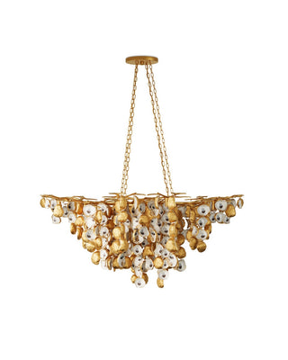 Lucullan 14 Light Chandelier in Contemporary Gold Leaf/Contemporary Gold/Natural