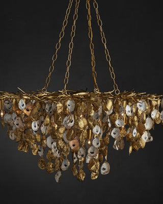 Lucullan 14 Light Chandelier in Contemporary Gold Leaf/Contemporary Gold/Natural