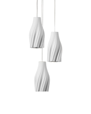 Posh Three Light Pendant in White/Silver