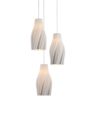 Currey and Company - 9000-1271 - Three Light Pendant - Posh - White/Silver