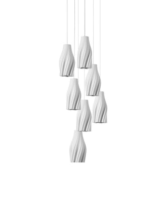 Posh Seven Light Pendant in White/Silver