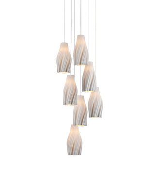 Currey and Company - 9000-1272 - Seven Light Pendant - Posh - White/Silver