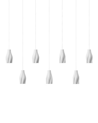 Posh Seven Light Linear Pendant in White/Silver