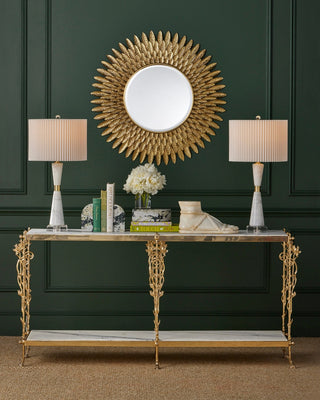 Plume Mirror in Brass