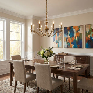 Champlain Eight Light Chandelier in Warm Brass