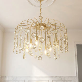 Irina Six Light Chandelier in Noble Brass