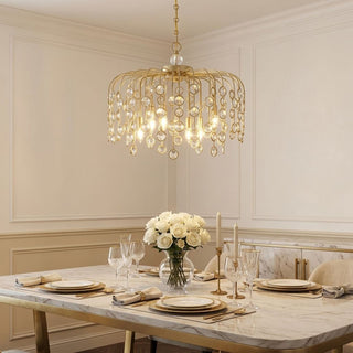 Irina Six Light Chandelier in Noble Brass