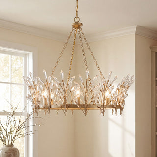 Orianna Eight Light Chandelier in Noble Brass