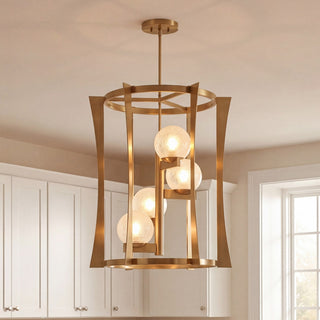 Darien Four Light Pendant in Warm Brass