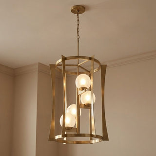 Darien Four Light Pendant in Warm Brass