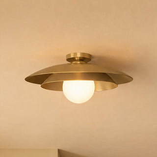 Sherrer One Light Semi-Flush Mount in Warm Brass