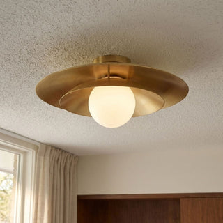 Sherrer One Light Semi-Flush Mount in Warm Brass