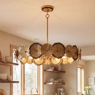 Lincoln Five Light Pendant in Distressed Gold and Bronze