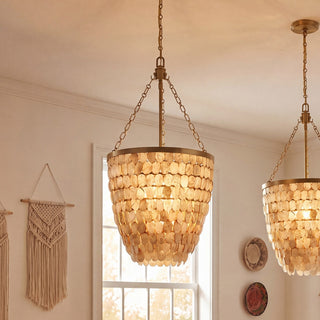 Catalan Four Light Pendant in Warm Brass