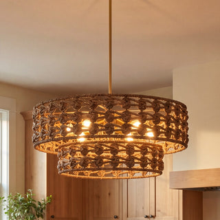 Silencio Seven Light Pendant in Riviera Brass
