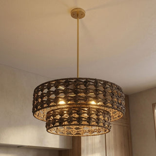 Silencio Seven Light Pendant in Riviera Brass