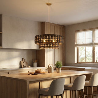 Silencio Seven Light Pendant in Riviera Brass