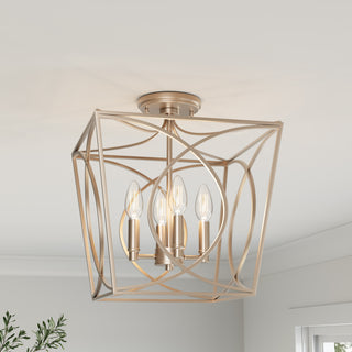 Tracy 4-Light Semi-Flush Ceiling Mount Painted Modern Gold