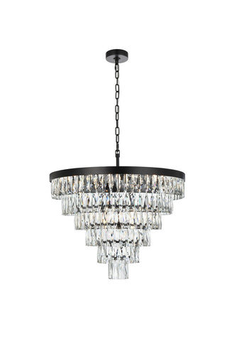 Elegant Lighting - 1060D27BK - 13 Light Chandelier - Josephine - Black and Clear