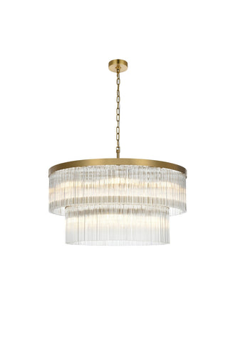 Elegant Lighting - 1070D32SG - 14 Light Chandelier - Harlow - Satin Gold and Clear