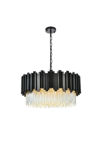 Elegant Lighting - 3400D24BK - Eight Light Chandelier - Willow - Black and Clear