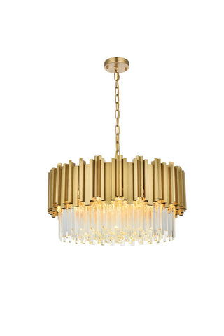 Elegant Lighting - 3400D24SG - Eight Light Chandelier - Willow - Satin Gold and Clear