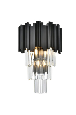 Elegant Lighting - 3400W12BK - Three Light Wall Sconce - Willow - Black and Clear