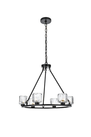 Elegant Lighting - 5100D26BK - Six Light Chandelier - Cadence - Black and Clear