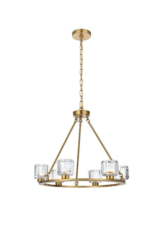 Elegant Lighting - 5100D26SG - Six Light Chandelier - Cadence - Satin Gold and Clear