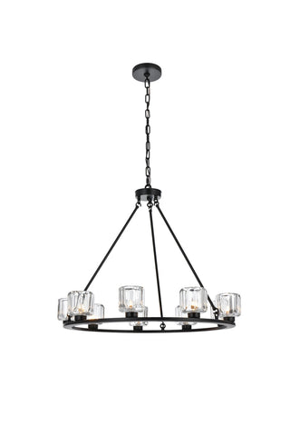 Elegant Lighting - 5100D32BK - Nine Light Chandelier - Cadence - Black and Clear