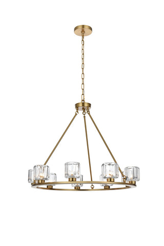 Elegant Lighting - 5100D32SG - Nine Light Chandelier - Cadence - Satin Gold and Clear
