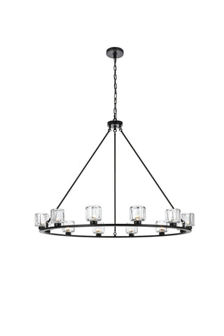 Elegant Lighting - 5100D48BK - 12 Light Chandelier - Cadence - Black and Clear